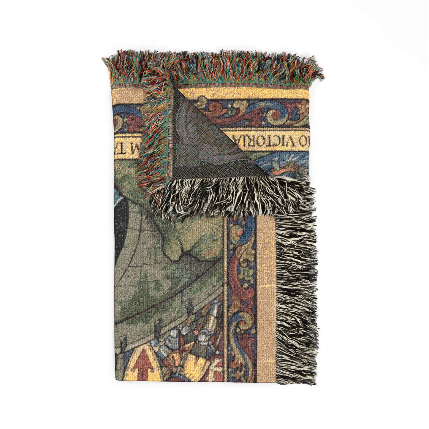 Medieval Tapestry Woven Blanket – Bull Crest Decorative Throw